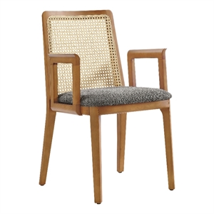 Maklaine Contemporary Dense Foam Padding Dining Armchair in Honey Natural Gray
