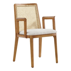 Maklaine Dining Armchair in Honey Natural Heathered Weave Ivory