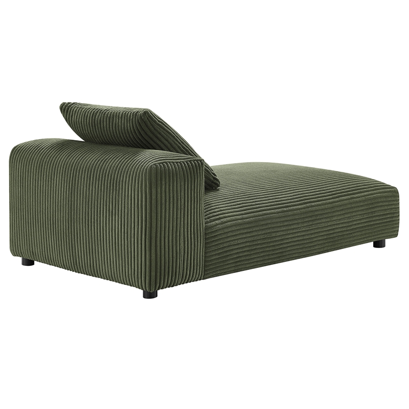 Maklaine Modular Corduroy Upholstered Armless Chaise Lounge in Fern