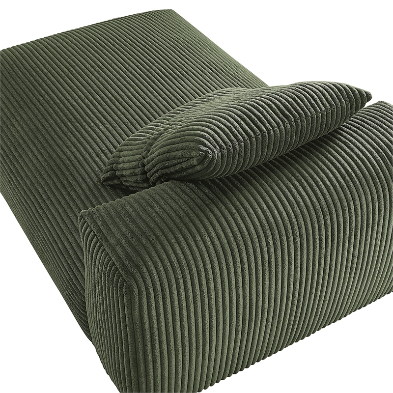 Maklaine Modular Corduroy Upholstered Armless Chaise Lounge in Fern