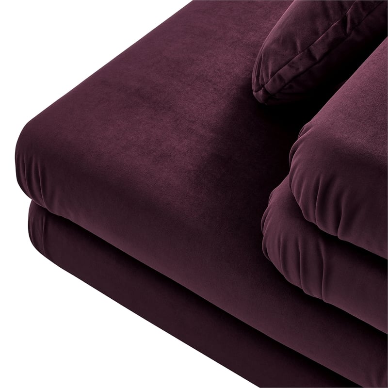 Maklaine Performance Velvet Upholstered Armless Chair in Mulberry