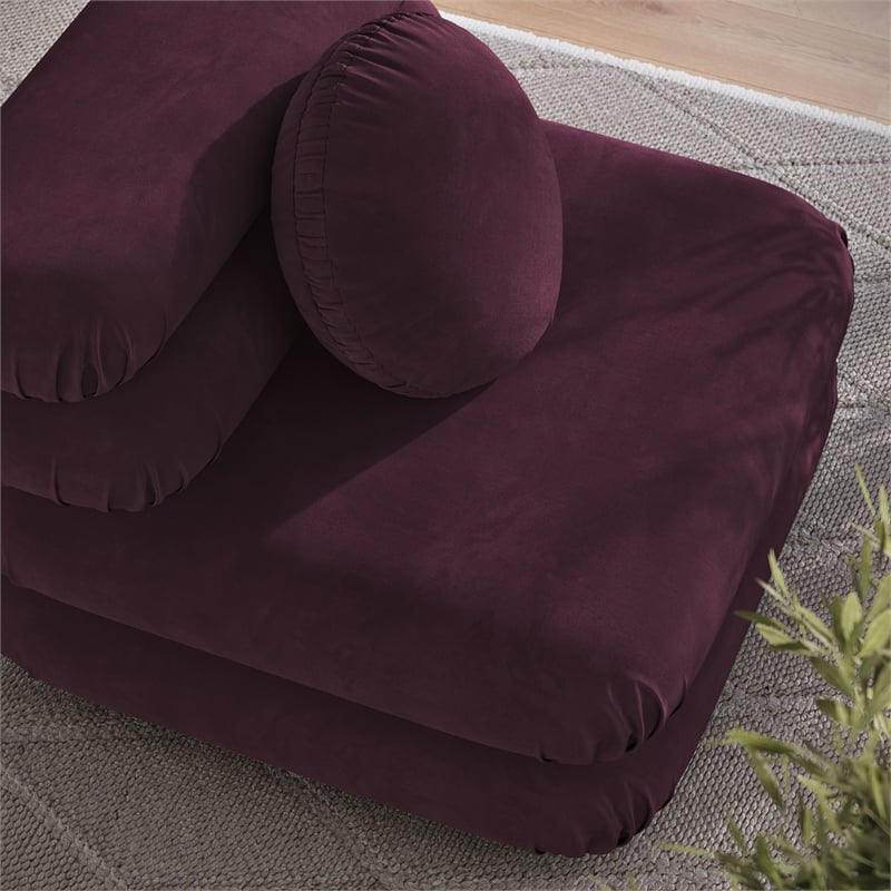 Maklaine Performance Velvet Upholstered Armless Chair in Mulberry