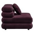 Maklaine Performance Velvet Upholstered Armless Chair in Mulberry