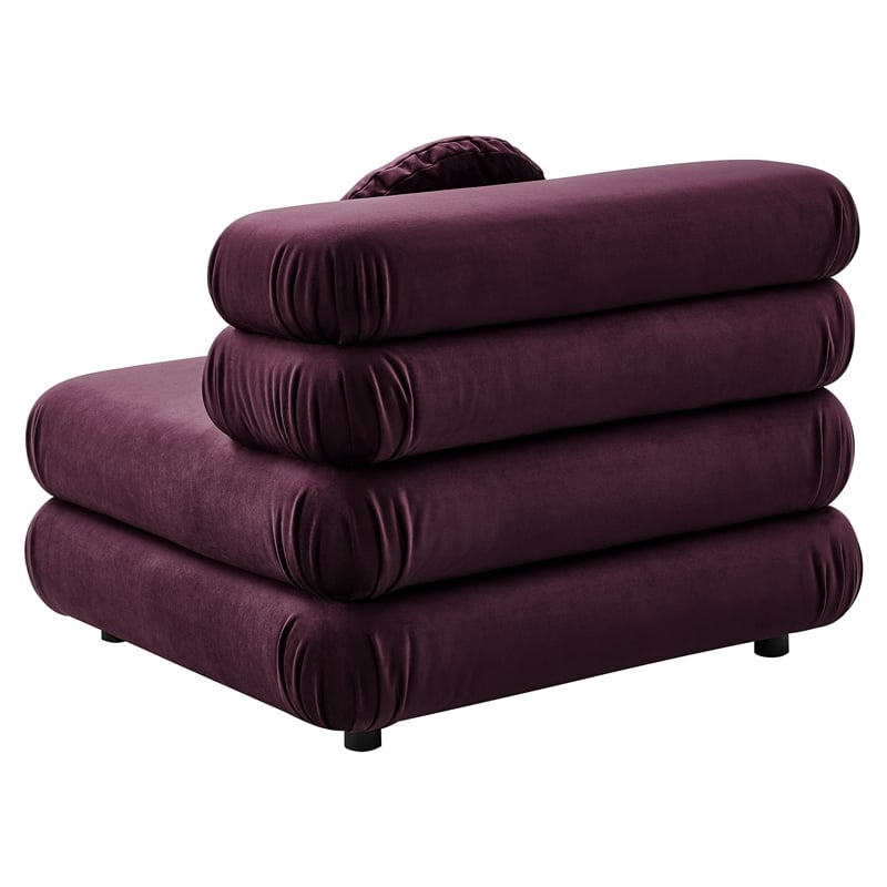 Maklaine Performance Velvet Upholstered Armless Chair in Mulberry