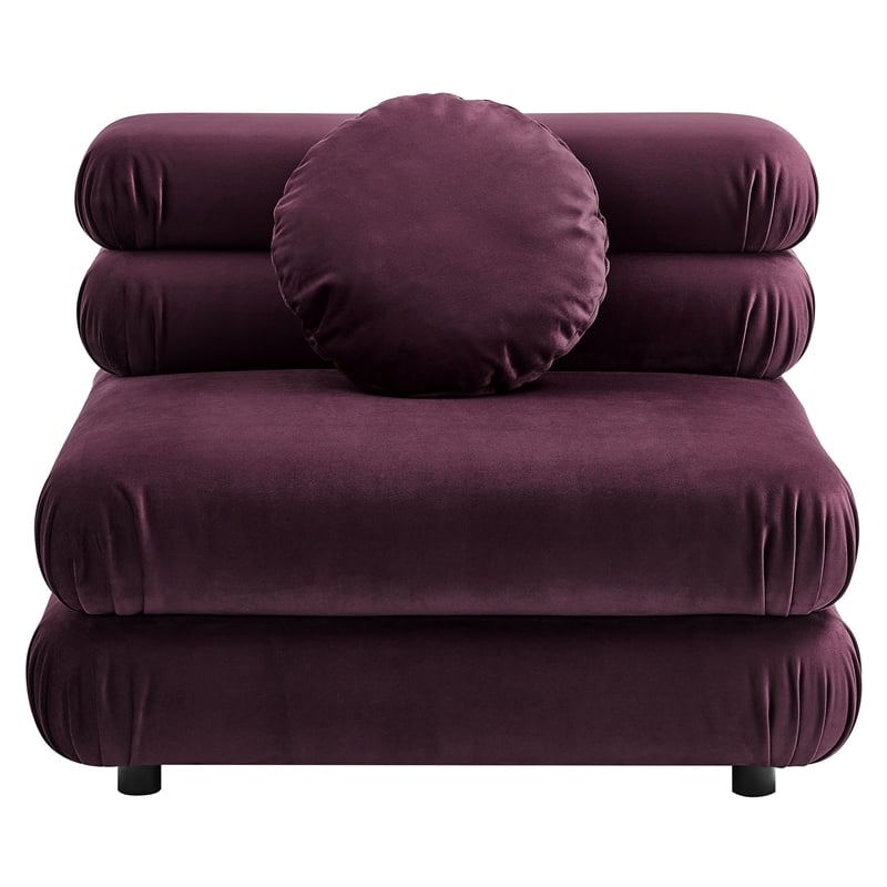 Maklaine Performance Velvet Upholstered Armless Chair in Mulberry