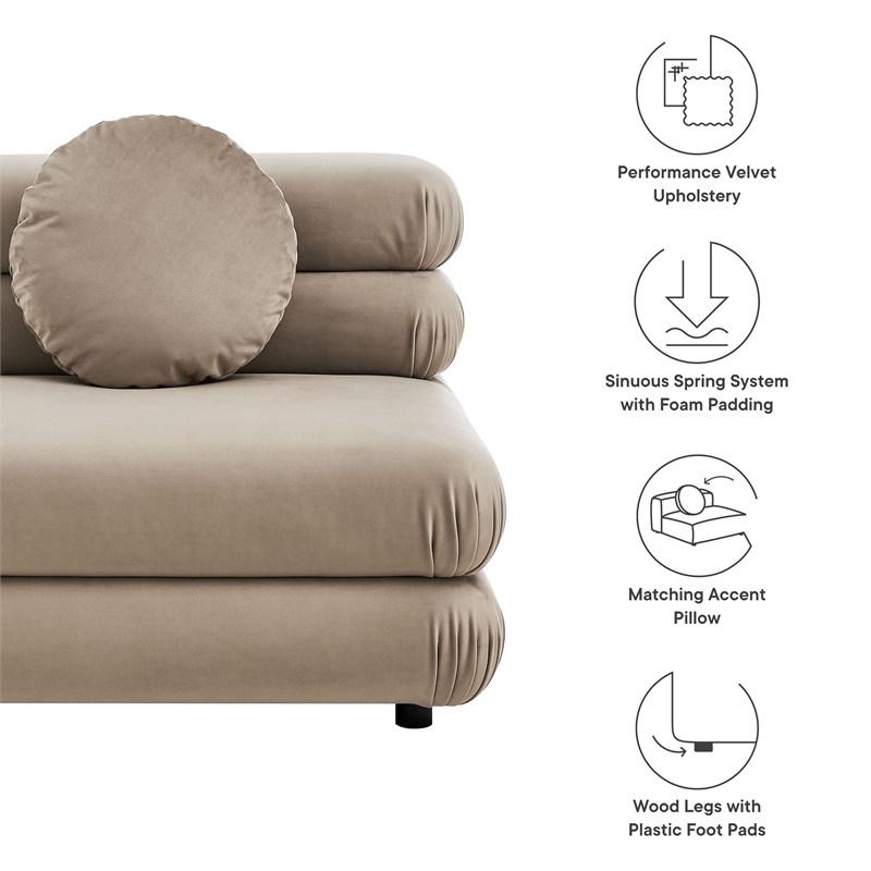 Maklaine Contemporary Dense Foam Padding Armless Chair in Taupe