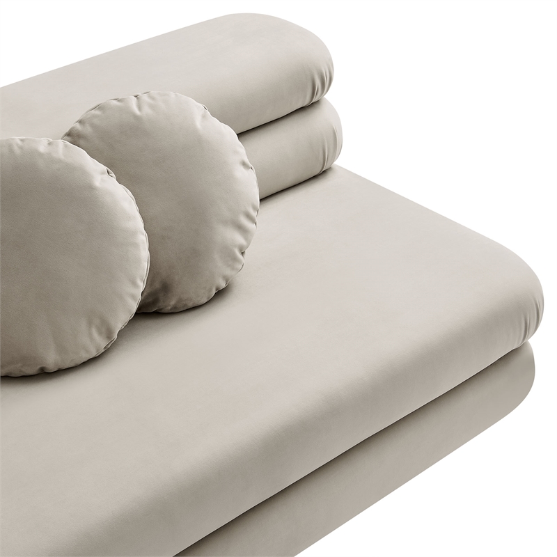 Maklaine Contemporary Dense Foam Padding Armless Loveseat in Almond