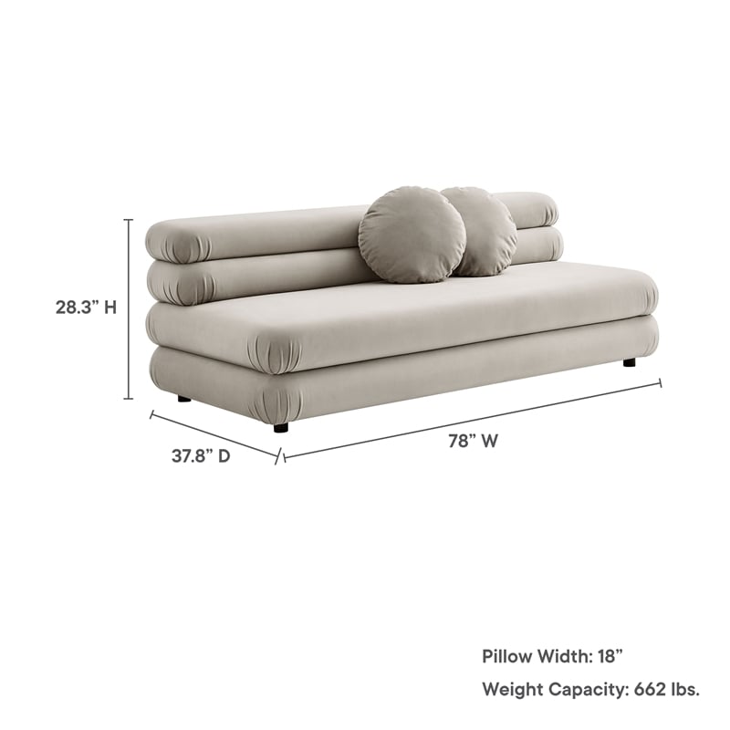 Maklaine Contemporary Dense Foam Padding Armless Loveseat in Almond