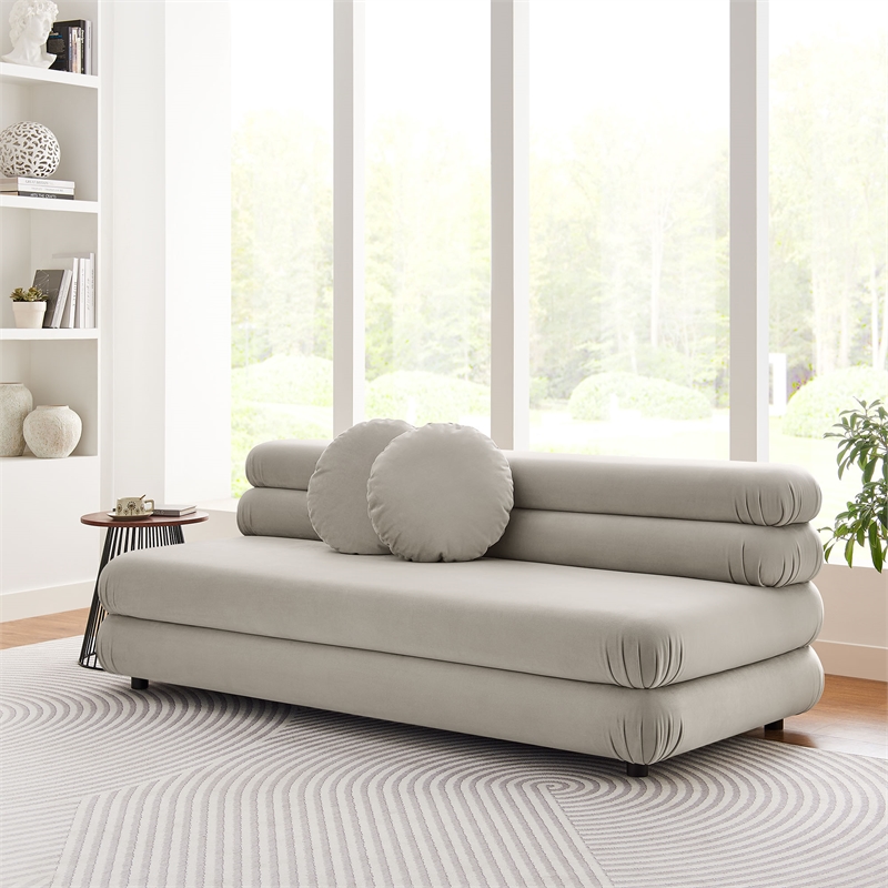 Maklaine Contemporary Dense Foam Padding Armless Loveseat in Almond