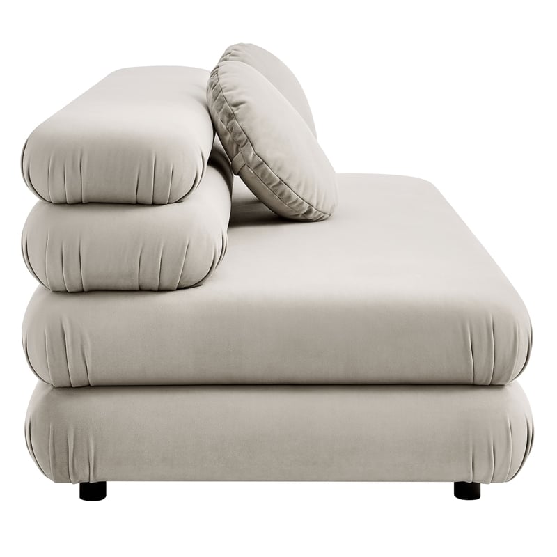 Maklaine Contemporary Dense Foam Padding Armless Loveseat in Almond