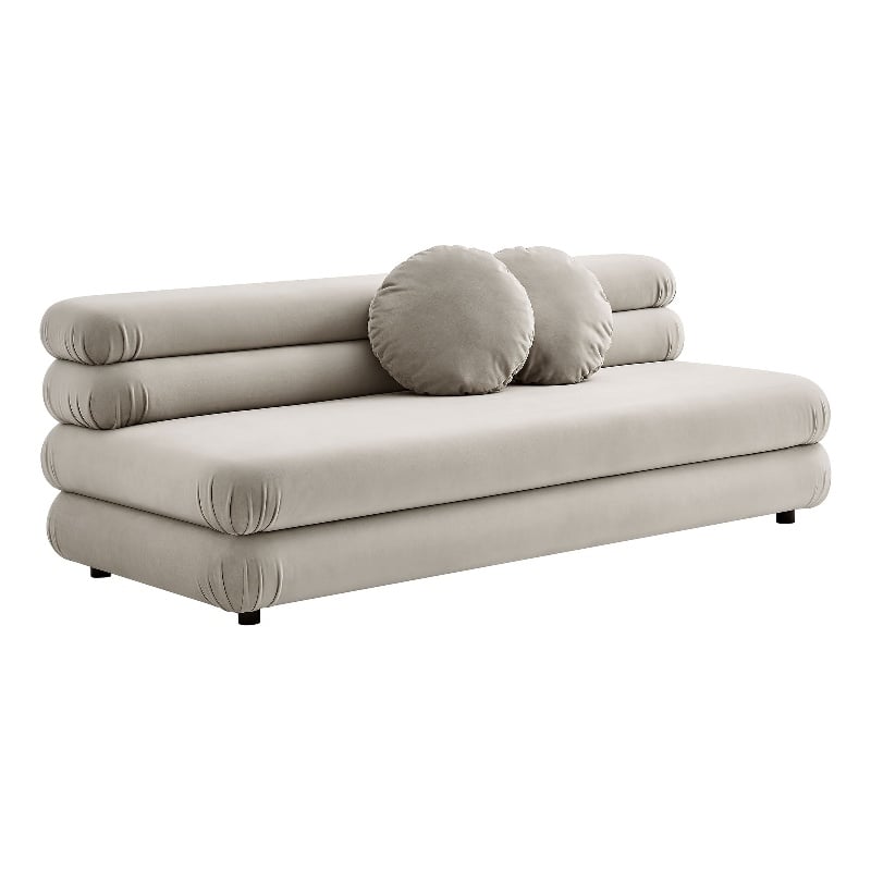 Maklaine Contemporary Dense Foam Padding Armless Loveseat in Almond
