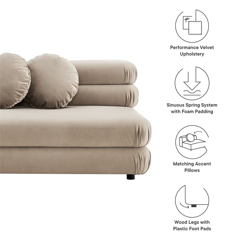 Maklaine Contemporary Dense Foam Padding Armless Loveseat in Taupe