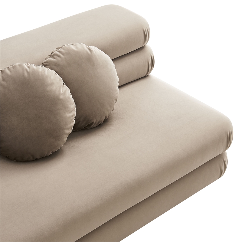 Maklaine Contemporary Dense Foam Padding Armless Loveseat in Taupe