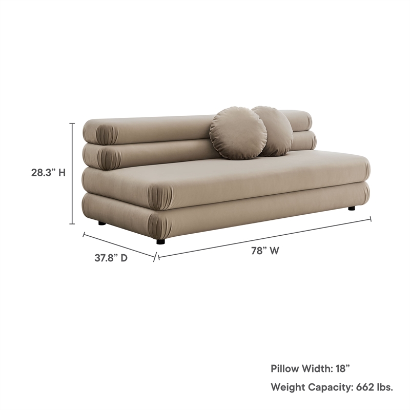 Maklaine Contemporary Dense Foam Padding Armless Loveseat in Taupe