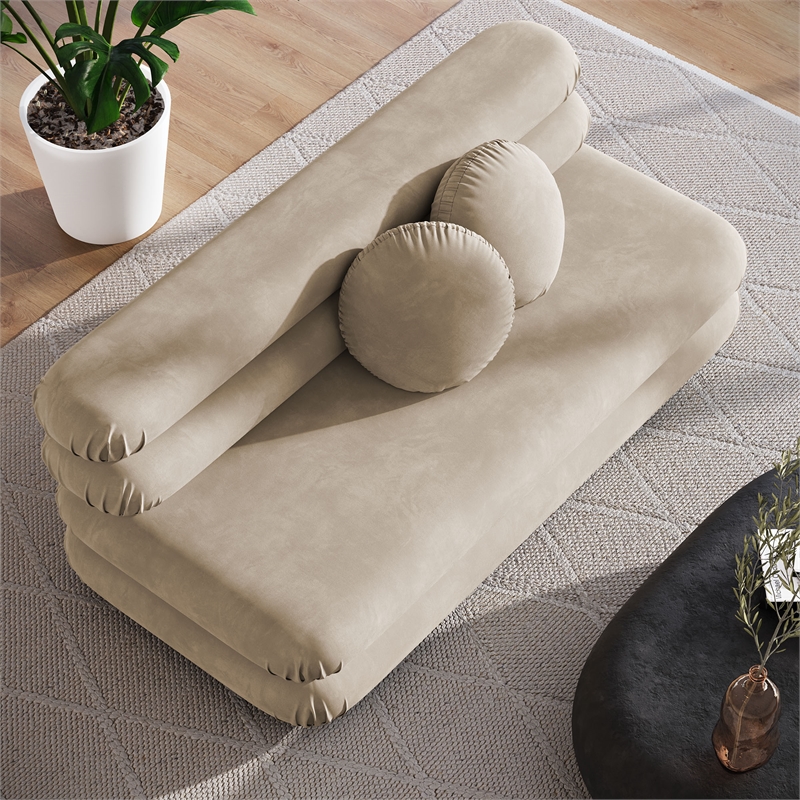 Maklaine Contemporary Dense Foam Padding Armless Loveseat in Taupe