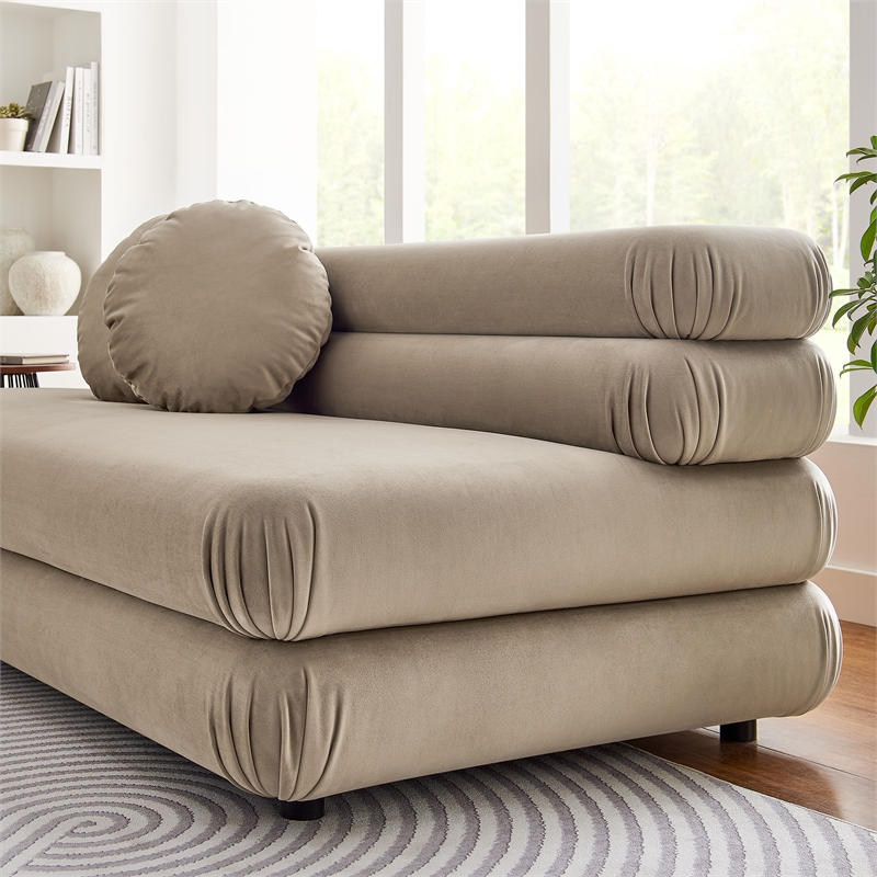 Maklaine Contemporary Dense Foam Padding Armless Loveseat in Taupe