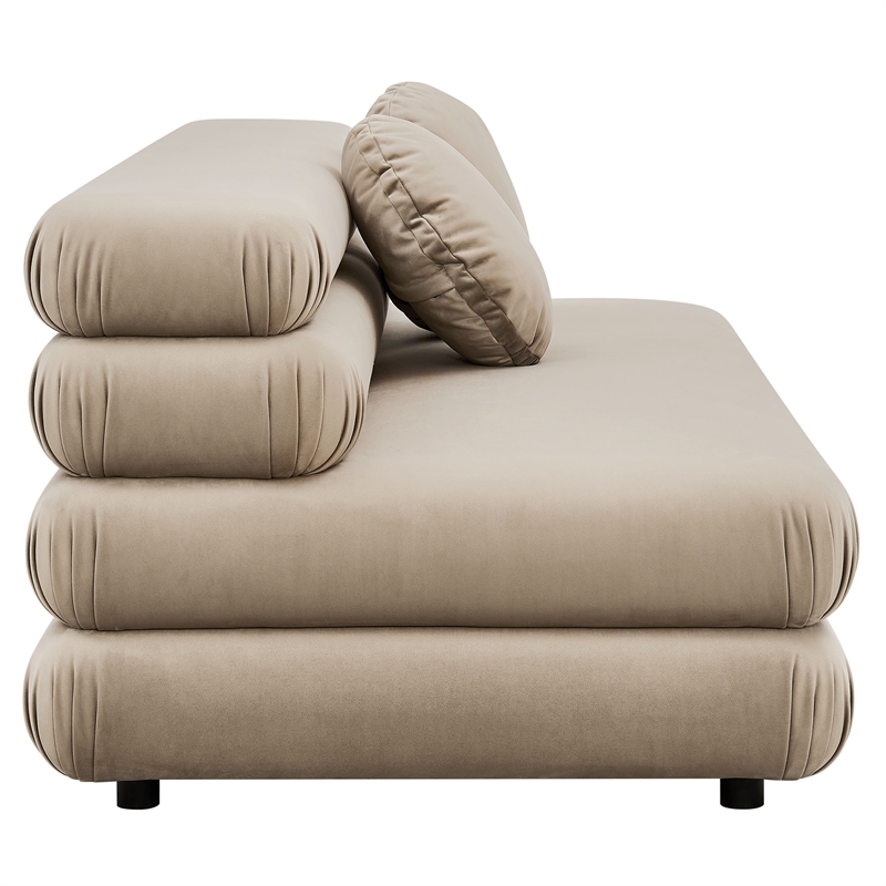 Maklaine Contemporary Dense Foam Padding Armless Loveseat in Taupe