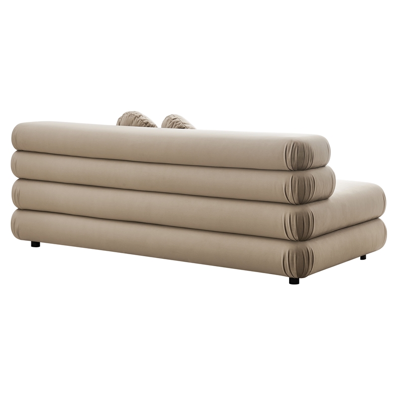 Maklaine Contemporary Dense Foam Padding Armless Loveseat in Taupe