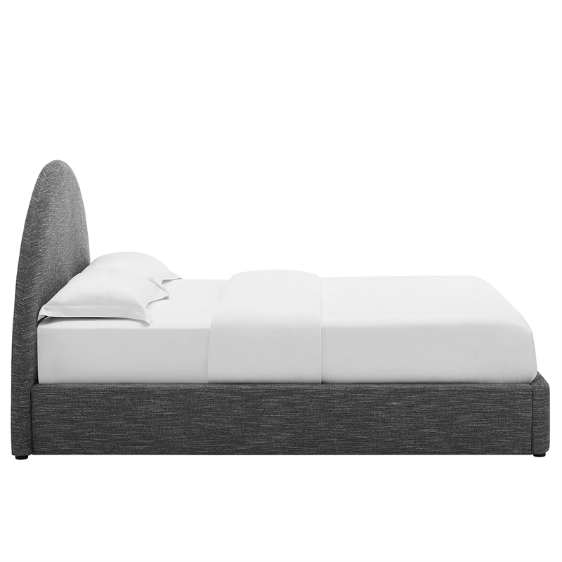 Maklaine Arched Round Queen Platform Bed in Heathered Weave Slate