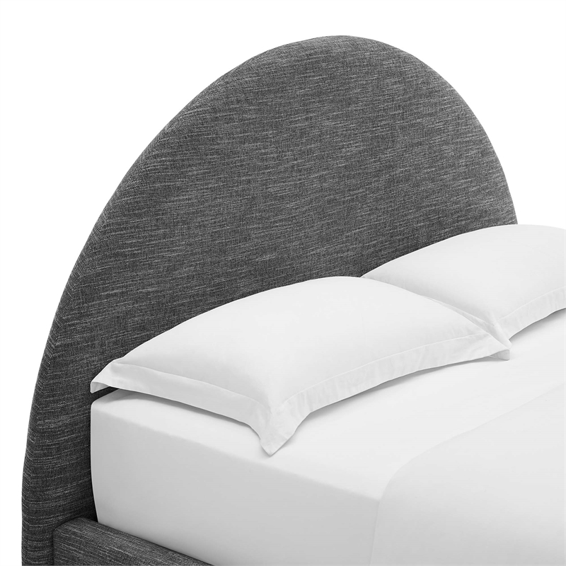 Maklaine Arched Round Queen Platform Bed in Heathered Weave Slate