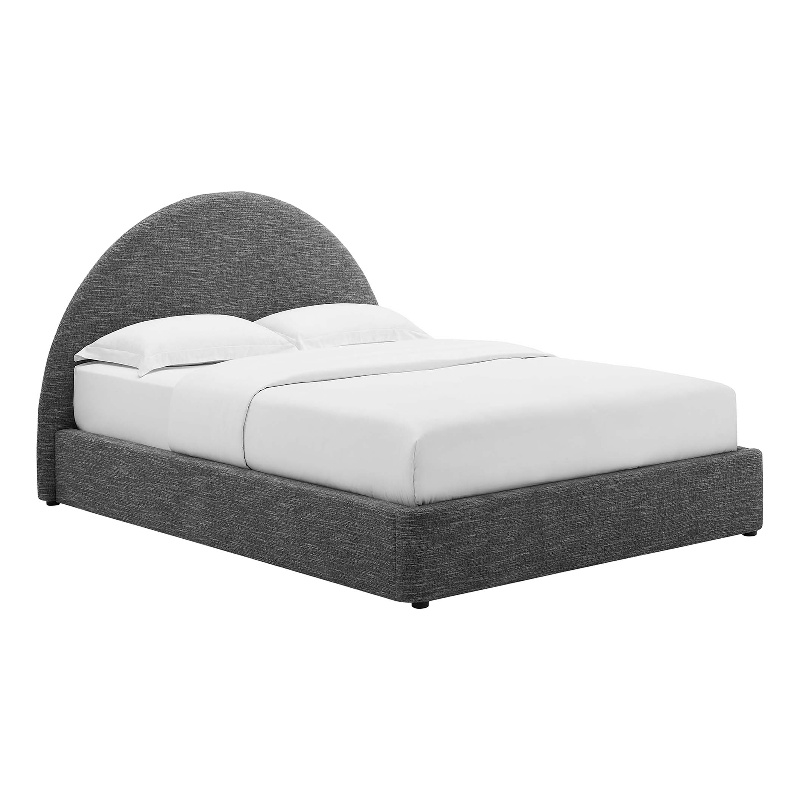 Maklaine Arched Round Queen Platform Bed in Heathered Weave Slate