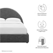 Maklaine Arched Round King Platform Bed in Heathered Weave Slate