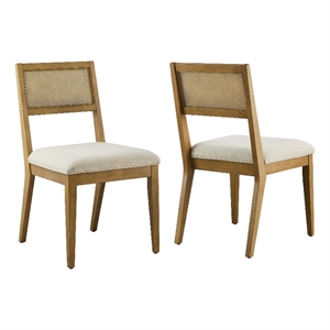 Maklaine Contemporary Dining Chairs Set of 2 in Heathered Weave Ivory