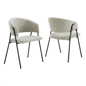 Maklaine Contemporary Upholstered Dining Chairs Set of 2 in Taupe Black