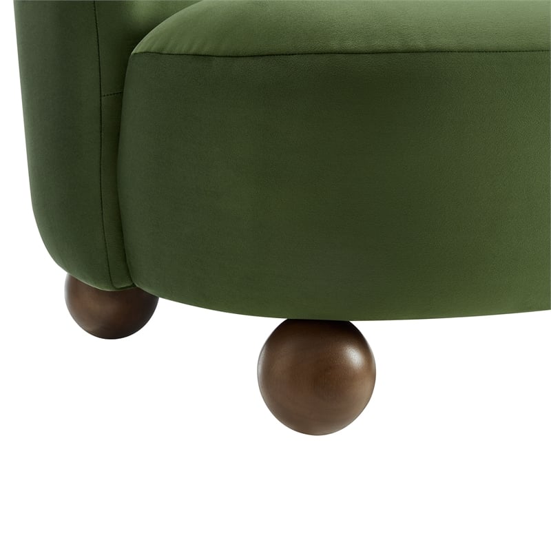 Maklaine Contemporary Performance Velvet Accent Chair in Moss Green Walnut
