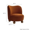 Maklaine Contemporary Performance Velvet Accent Chair in Rust Walnut