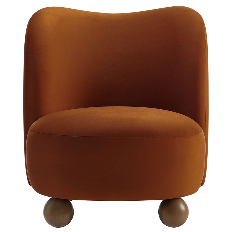 Maklaine Contemporary Performance Velvet Accent Chair in Rust Walnut