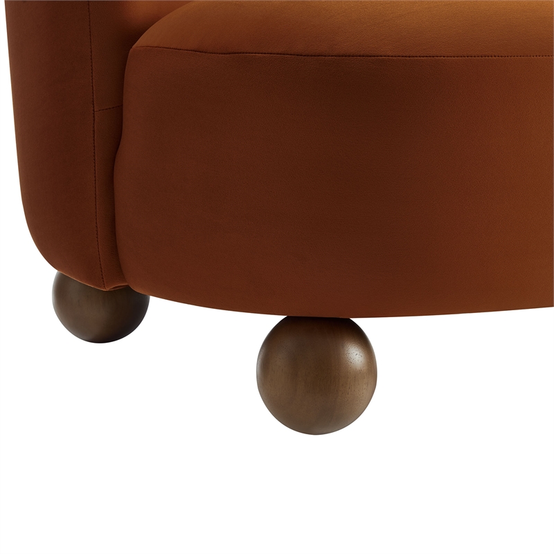 Maklaine Contemporary Performance Velvet Accent Chair in Rust Walnut