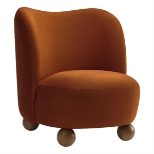 Maklaine Contemporary Performance Velvet Accent Chair in Rust Walnut