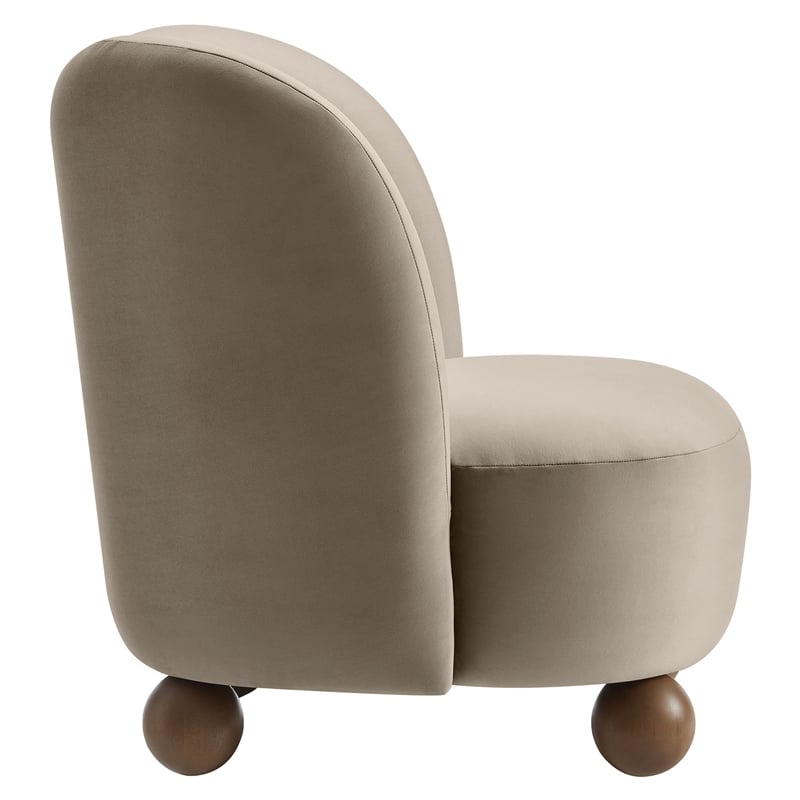 Maklaine Contemporary Performance Velvet Accent Chair in Taupe Walnut