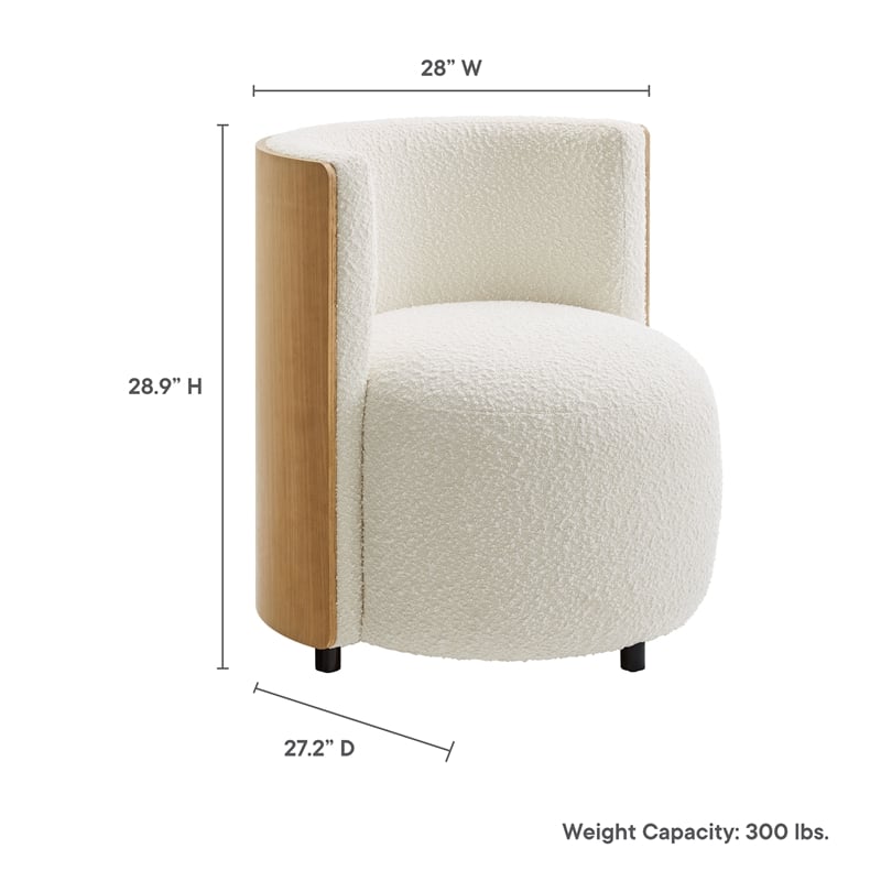 Maklaine Contemporary Upholstered Accent Chair in Natural Ivory