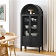 Maklaine Contemporary Arched Storage Display Cabinet in Black
