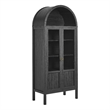 Maklaine Contemporary Arched Storage Display Cabinet in Black