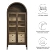 Maklaine Contemporary Arched Storage Display Cabinet in Walnut Hickory