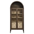 Maklaine Contemporary Arched Storage Display Cabinet in Walnut Hickory