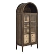Maklaine Contemporary Arched Storage Display Cabinet in Walnut Hickory