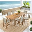Maklaine 7-Piece Dining Set with Armless Chairs in Natural Natural