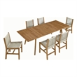 Maklaine 7-Piece Dining Set with Armless Chairs in Natural Natural