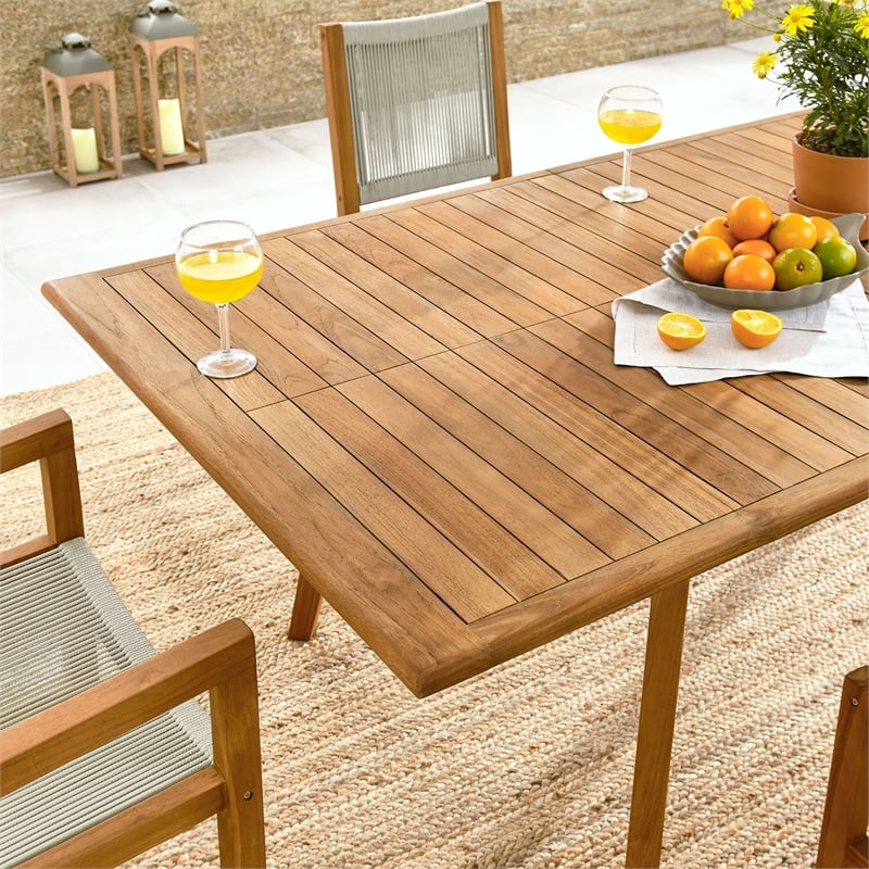 Maklaine Modern / Contemporary 7-Piece Dining Set in Natural Natural