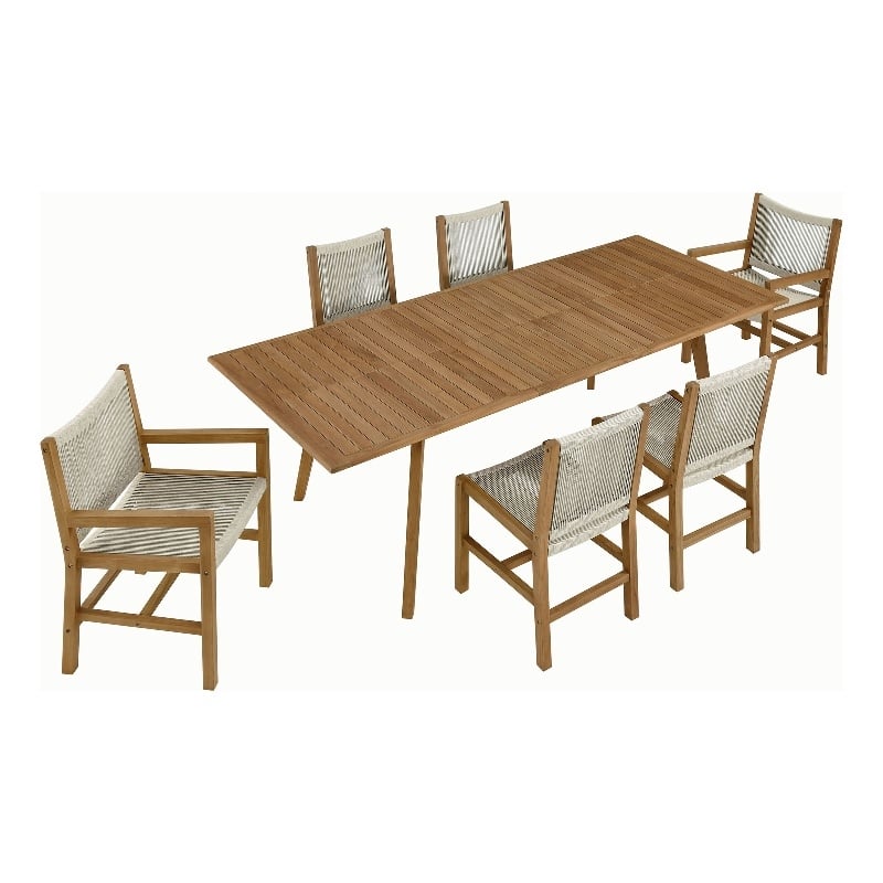 Maklaine Modern / Contemporary 7-Piece Dining Set in Natural Natural