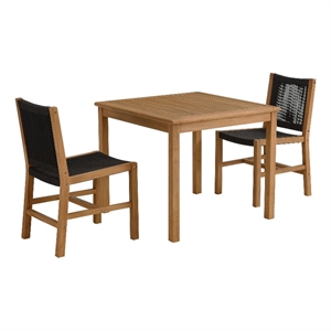 Maklaine 3-Piece Dining Set with Armless Chiars in Natural Black