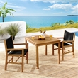 Maklaine Contemporary 3-Piece Dining Set with Armchairs in Natural Black