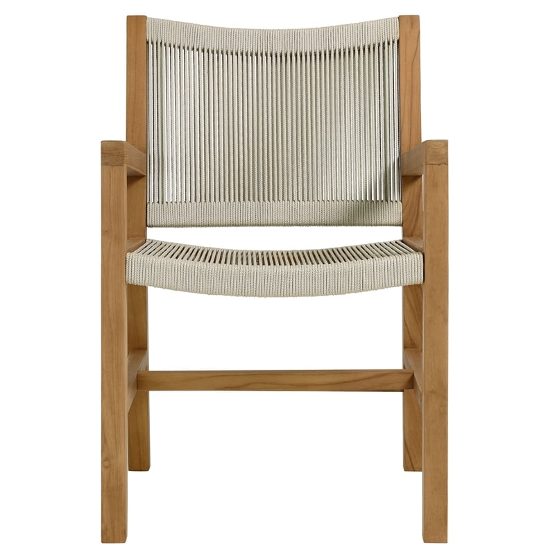 Maklaine 3-Piece Dining Set with Armchairs in Natural Natural