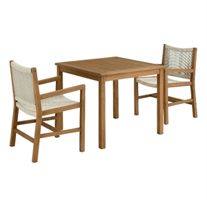 Maklaine 3-Piece Dining Set with Armchairs in Natural Natural