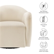 Maklaine Contemporary Performance Velvet Swivel Armchair in Alabaster