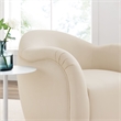 Maklaine Contemporary Performance Velvet Swivel Armchair in Alabaster